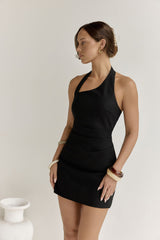 Forward Thinking Halter Mini Dress Black