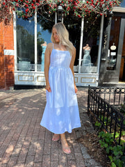 Ariana White Front Tie Midi Dress