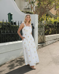 Atasha White Print Dress | Women's Floral Maxi Dress