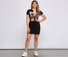 Baddie Chic Tie Front Mini Dress