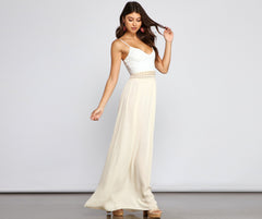 Crochet Cutie Linen Maxi Dress