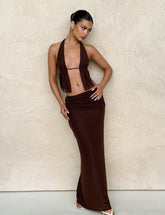 ESHA MAXI SKIRT - BROWN : CHOCOLATE