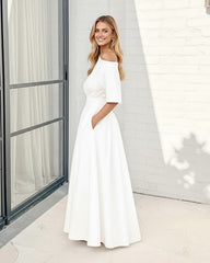 Emmanuelle White Dress | Women's One Shoulder Maxi Dress