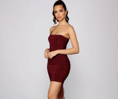 Heart Of Glam Ruched Knit Mini Dress