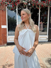 Jena White Wide Leg Pant Set