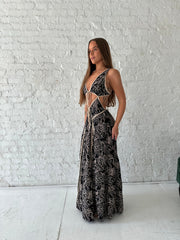 Lauren Floral Cutout Maxi Dress- Black