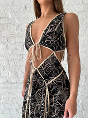 Lauren Floral Cutout Maxi Dress- Black