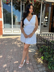 Maribel White Lace V-Neck Mini Dress
