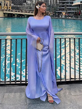 Autumn Loose Shiny Maxi Dress Women’s Butterfly Batwing Long Sleeve Muslim Clothes Party Dress Solid Female Long Dress New