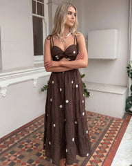 Zeinab Choc Spot Dress | Women's Polka Dot Midi Dress