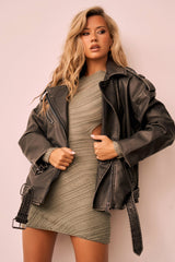 Cabo Vegan Leather Jacket - Charcoal
