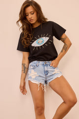 Daisy Denim Shorts - Washed Blue