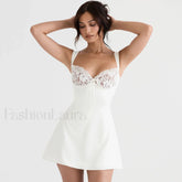 Front Sleeveless Mini Dress - White