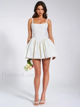 Kadi White Cotton Drop Graceful Waist Corset Mini Dress
