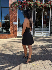 Onyx Black Halter Blazer Mini Dress