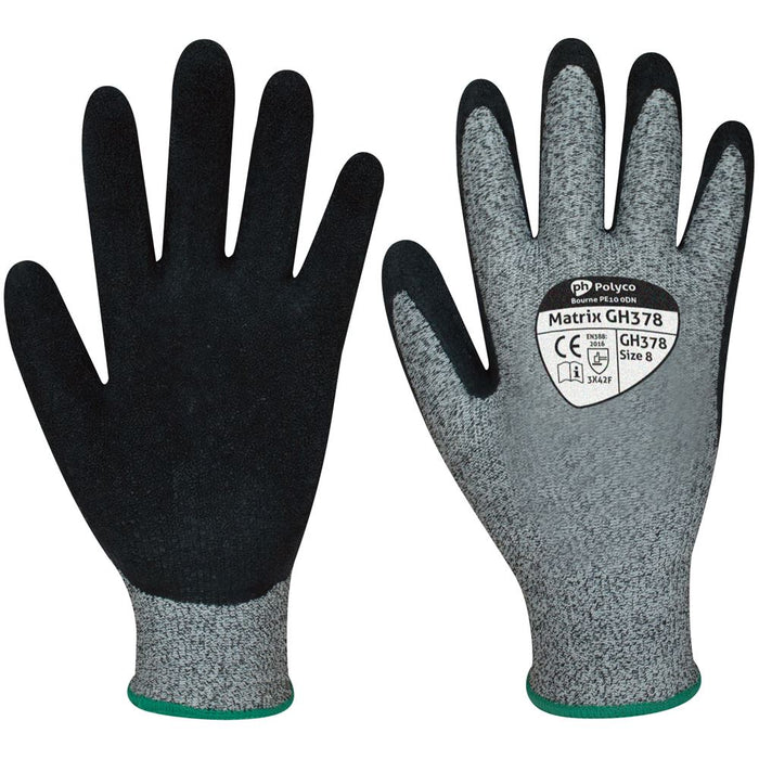 Polyco Matrix GH378 Cut F Cut Resistant Gloves with Latex Palm - 13g