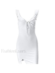 Split V Neck Mini Dress