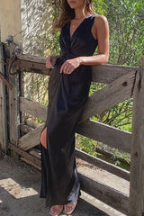 Sexy Formal Solid Fold V Neck Evening Dress Dresses(4 Colors)