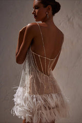 Backless Layered Fringe Sequin Party Dress