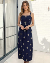 Atasha Navy Print Dress | Women's Floral Maxi Dress