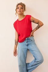 Dance In The Sun Knit Top - Red