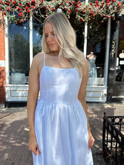 Ariana White Front Tie Midi Dress