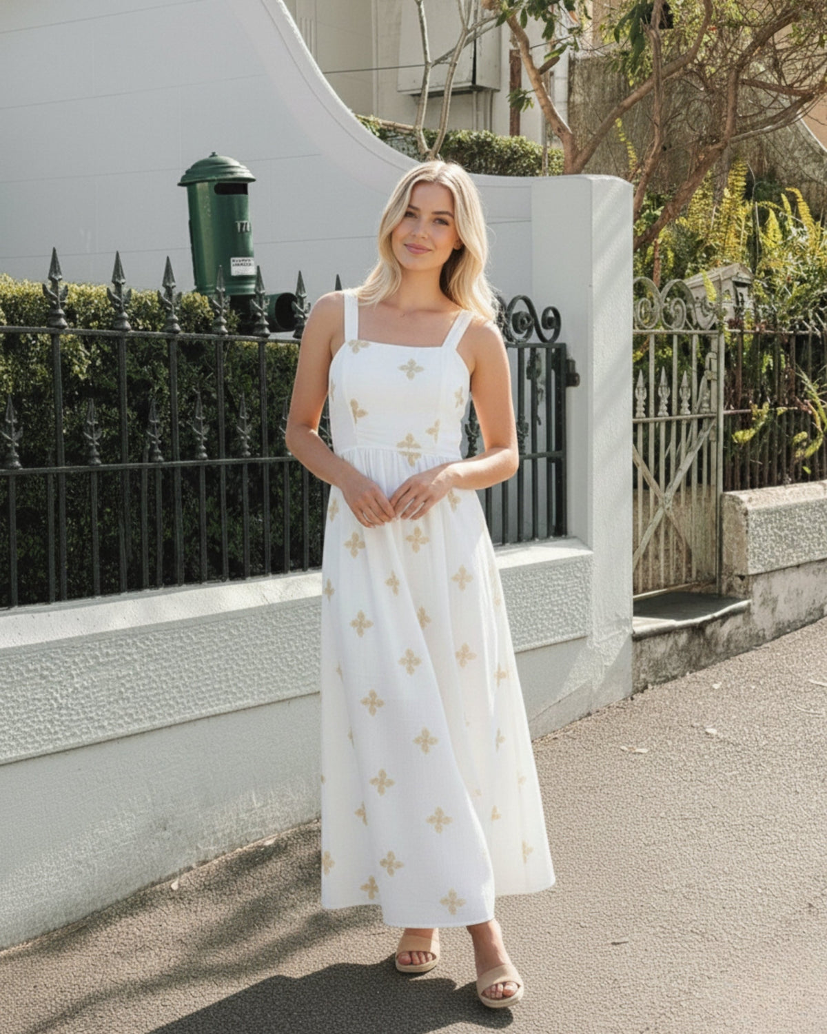 Atasha White Print Dress | Women's Floral Maxi Dress
