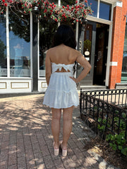 Daniela White Eyelet Strapless Mini Dress