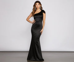 Delana Formal One Shoulder Satin Dress