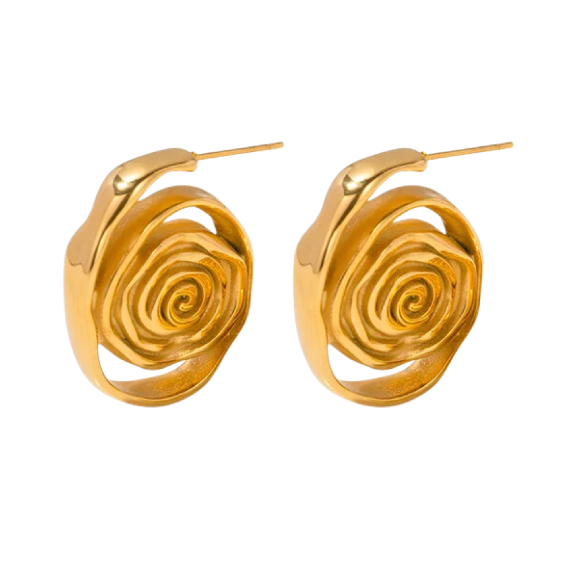 Spiral Rosette Gold Plated Earrings