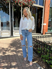 Karli White Textured Button Down Top