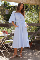 Writing In The Sky Midi Dress Blue