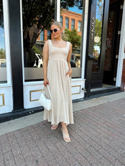 Megan Tan Smocked Midi Dress