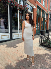 Nat Nude Ribbed Knit Shell Embellished Maxi Dress