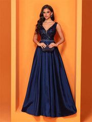 Sexy V neck Sequ Floor Length Evening Dress Elegant Sleeveless a Swing Cocktail Party Party Dress
