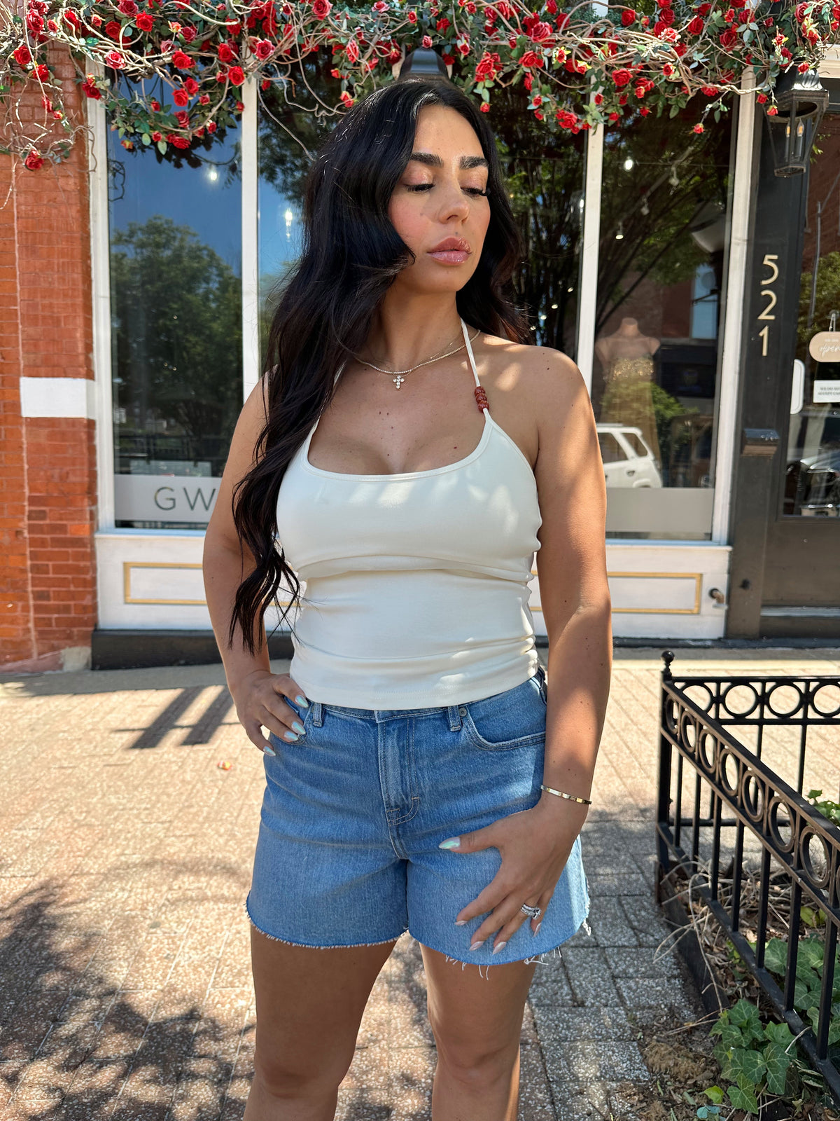 Odette Buttery Soft Halter Top - Cream