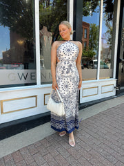 Paisley Navy Printed Halter Maxi Dress