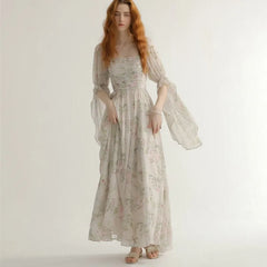 French Vintage Princess Long Dresses Women  Autumn New A-line Elegant Casual Evening Party Dress One Piece Vestidos Mujer