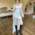 Y2K Irregular Evening Party Dress Mesh Long Sleeve Square Collar Ruffles A-line Sexy Dresses for Women Korean Fashion Vestidos