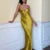 Sexy Dress Women y2k Clothes Contrast Color V Neck Spaghetti Strap Sleeveless Bodycon Long Dress Evening Party Dresses