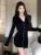 Elegant Knitted Mini Dresses for Women V-neck Flare Sleeve Bodycon Slim Party Dress Korean Fashion New Short Vestidos Mujer