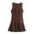 Elegant Pleated Mini Dress Women Brown O-Neck Sleeveless A Line High Waist Party Dresses  Fashion Casual New Zipper Robes