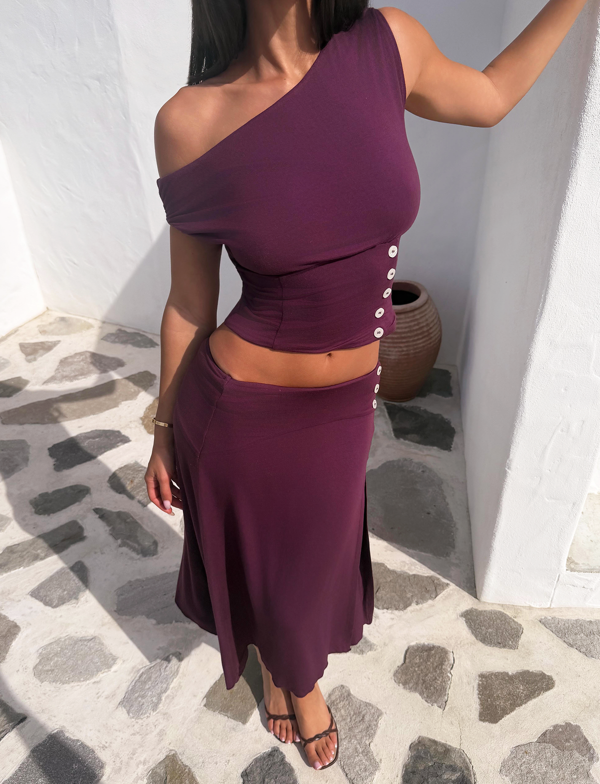 ALYSSA OFF SHOULDER TOP - PLUM
