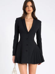 V-Neck Sexy Suit Mini Dress Female Patchwork Cardigan Fashion Commute Clothes Slim High Waist Elegant Party Dress Women’s