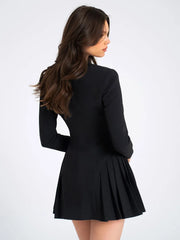 V-Neck Sexy Suit Mini Dress Female Patchwork Cardigan Fashion Commute Clothes Slim High Waist Elegant Party Dress Women’s