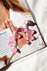 Big Rose Earrings - Pink