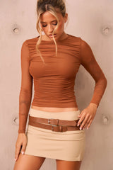 Just Like Me Mesh Top - Brown