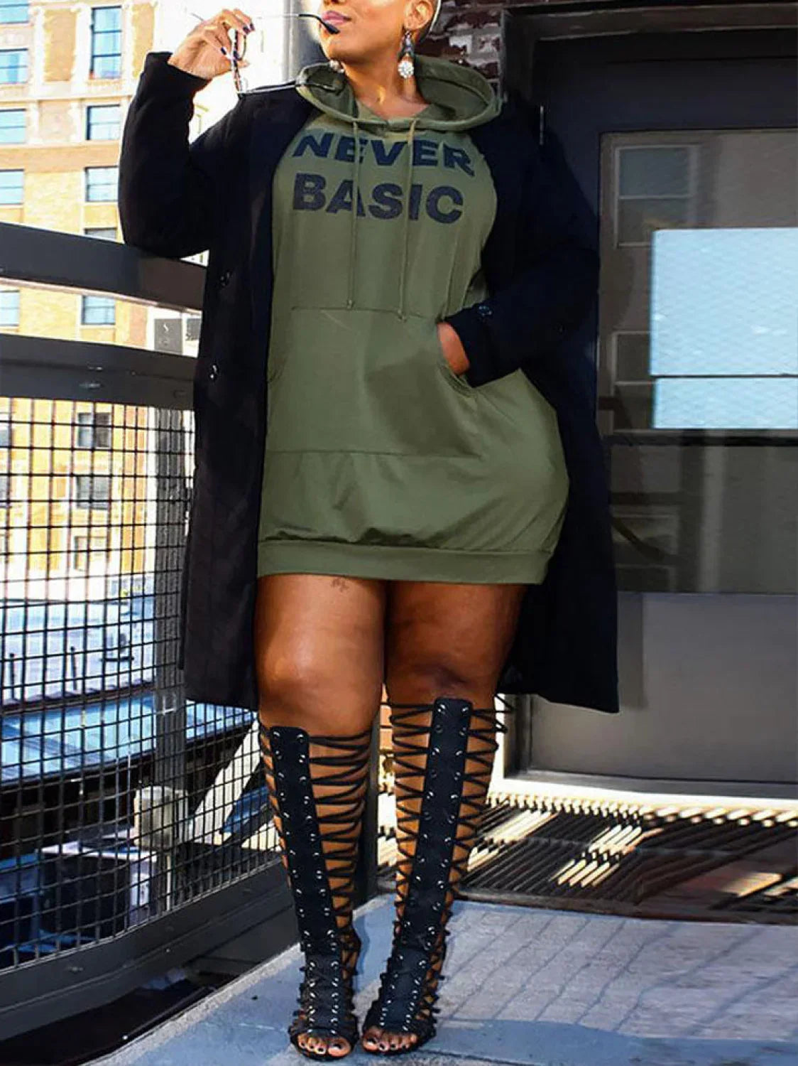 Letter Print Hoodie Mini Dress