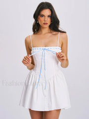 Malia Drop Waist Corset Graceful Lace Up Back Mini Dress