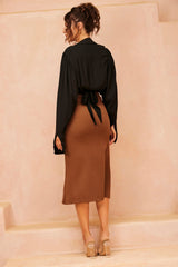 Pull Me In Midi Skirt - Brown